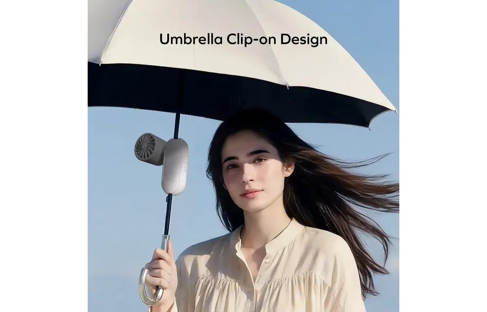 Momax Go Clamp Compact Foldable Umbrella-clip Mini Fan - White