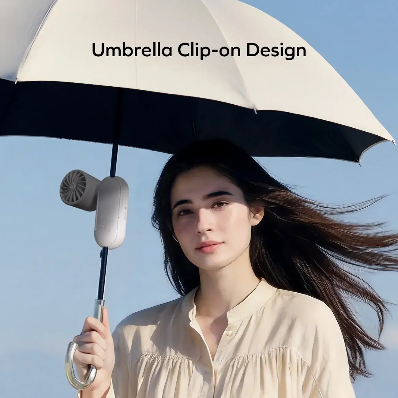 Momax Go Clamp Compact Foldable Umbrella-clip Mini Fan - White