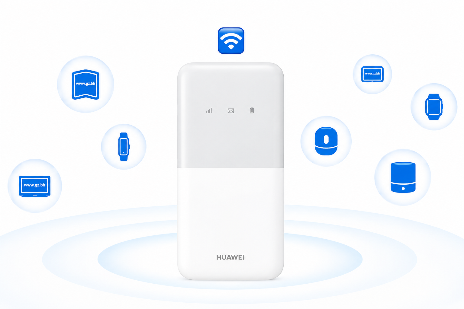 Huawei Slim Design 4G Mobile WiFi 5 LTE 195Mbps Portable Router Up to 16 Devices - White