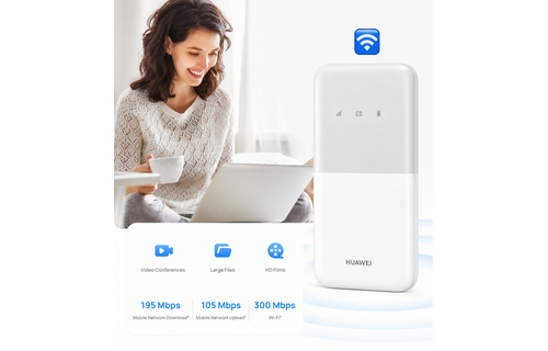 Huawei Slim Design 4G Mobile WiFi 5 LTE 195Mbps Portable Router Up to 16 Devices - White