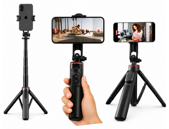 Heatz Detachable Magnetic MagSafe Mount Selfie Stick Tripod with Remote – Black