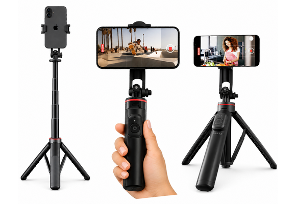 Heatz Detachable Magnetic MagSafe Mount Selfie Stick Tripod with Remote – Black