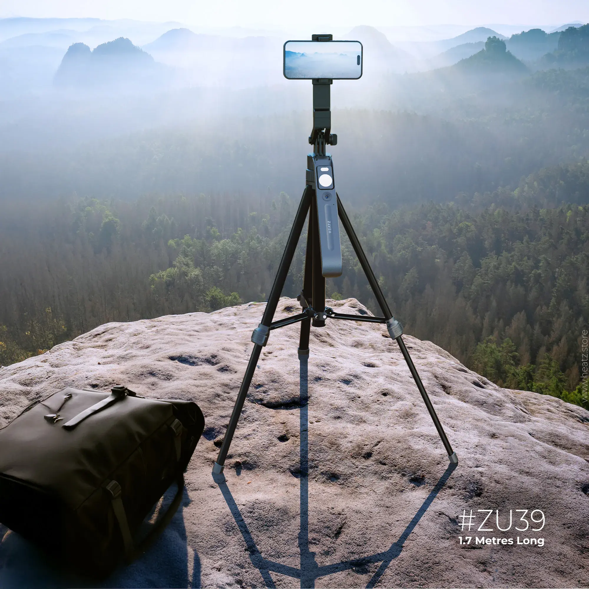 Heatz Ai Tracking  Stable Selfie Tripod Stick Mount with Remote – Black