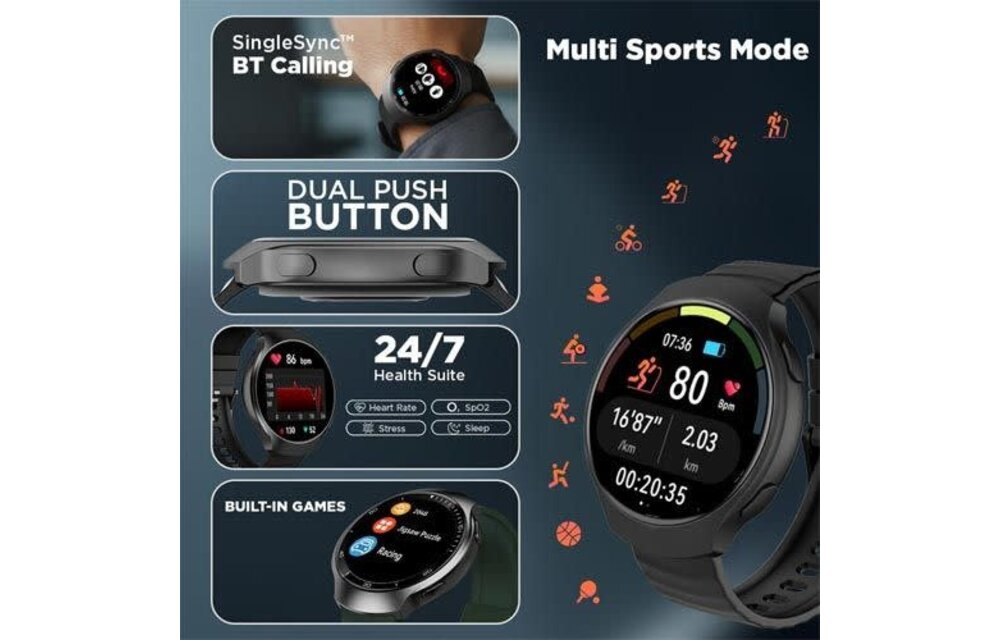 Fastrack Smart Vox Criq Smart Watch - Onyx Black