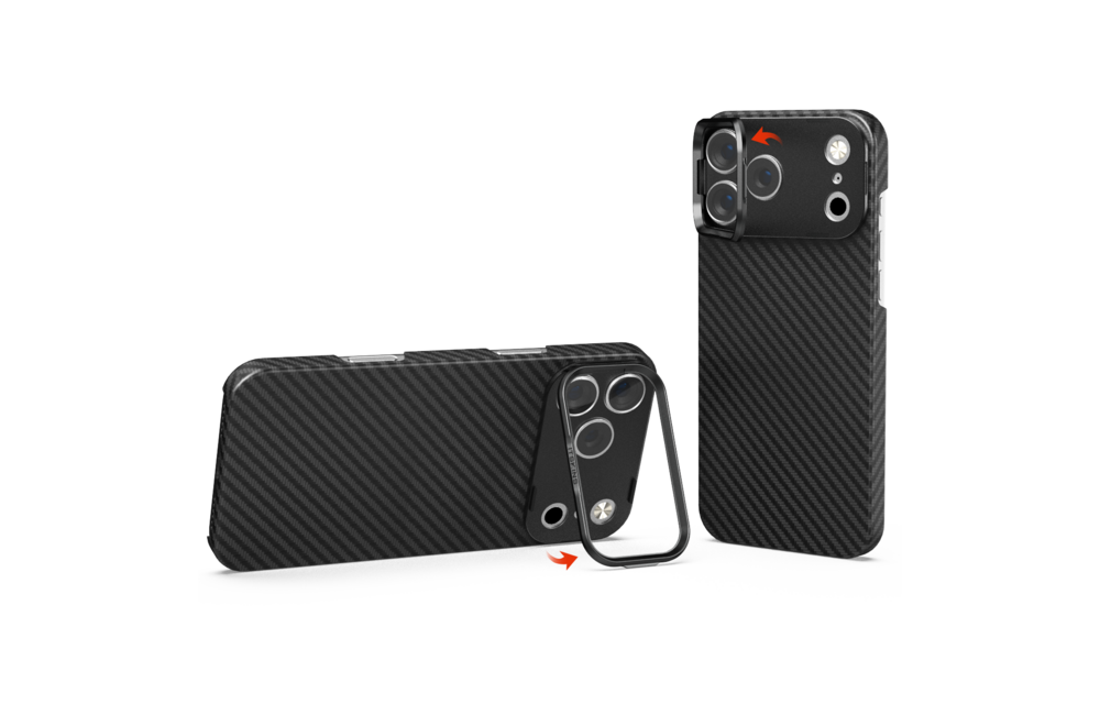 ITSKINS Supreme Eclipse Stand With Magsafe Carbon Fiber Case for iPhone 18 Pro / 17 Pro - Black