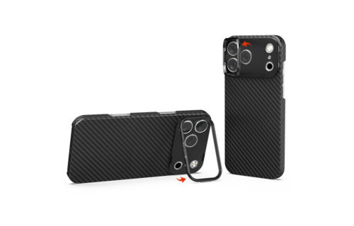 ITSKINS Supreme Eclipse Stand With Magsafe Carbon Fiber Case for iPhone 18 Pro / 17 Pro  - Black