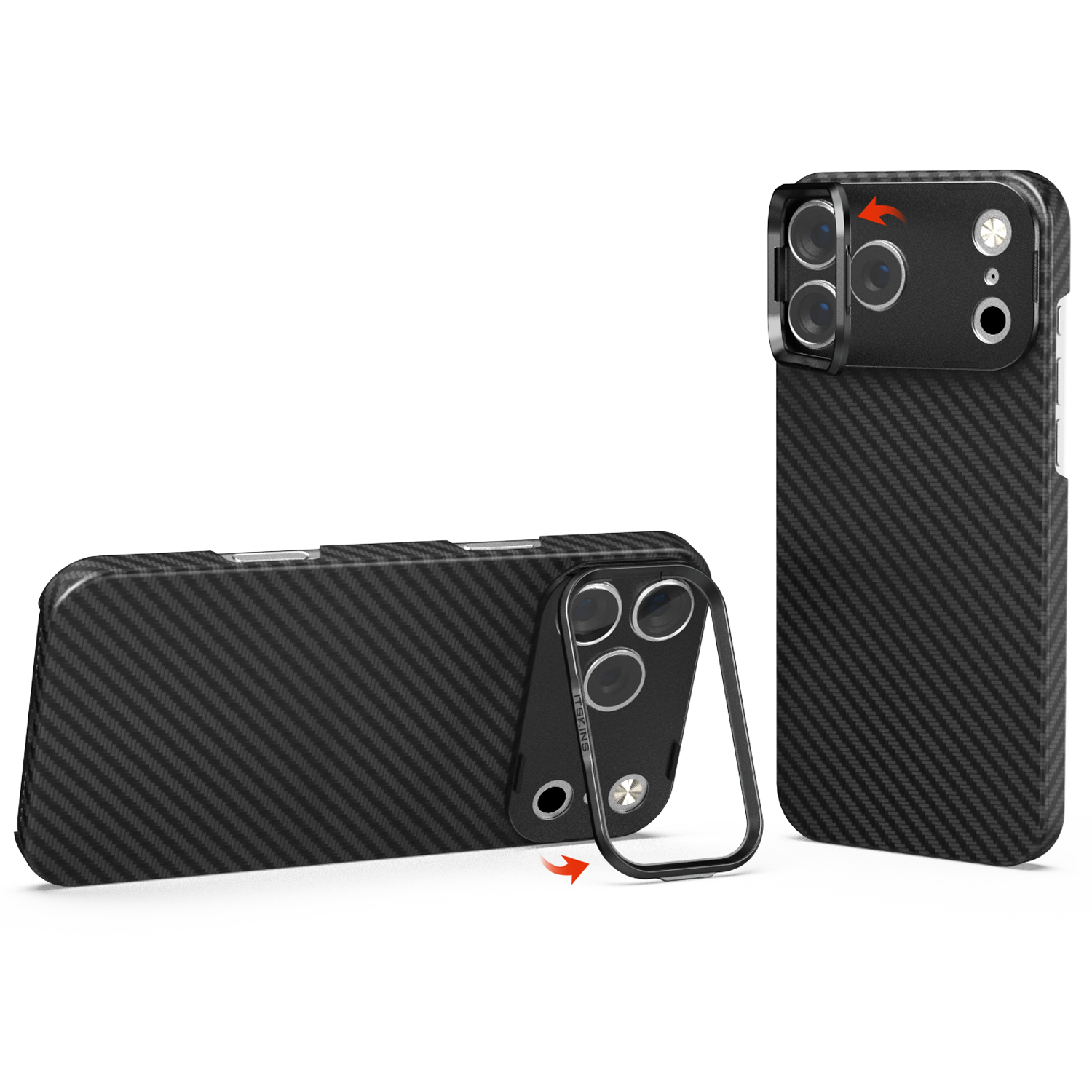 ITSKINS Supreme Eclipse Stand With Magsafe Carbon Fiber Case for iPhone 18 Pro / 17 Pro - Black