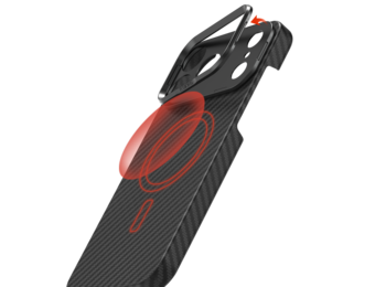 ITSKINS Supreme Eclipse Stand With Magsafe Carbon Fiber Case for iPhone 18 Pro / 17 Pro  - Black