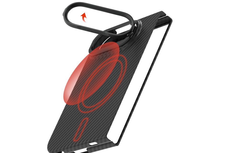 ITSKINS Supreme Eclipse Stand With Magsafe Carbon Fiber Case for iPhone 18 Fold ( Ultra) - Black