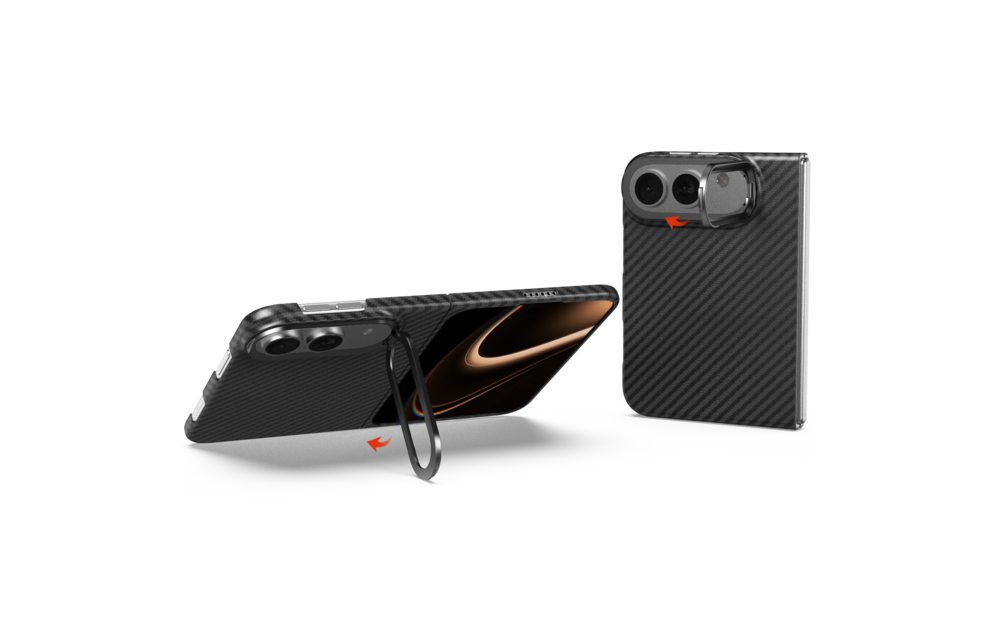 ITSKINS Supreme Eclipse Stand With Magsafe Carbon Fiber Case for iPhone 18 Fold ( Ultra) - Black