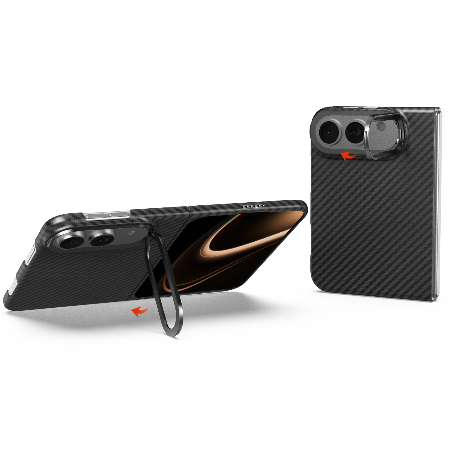 ITSKINS Supreme Eclipse Stand With Magsafe Carbon Fiber Case for iPhone 18 Fold ( Ultra) - Black