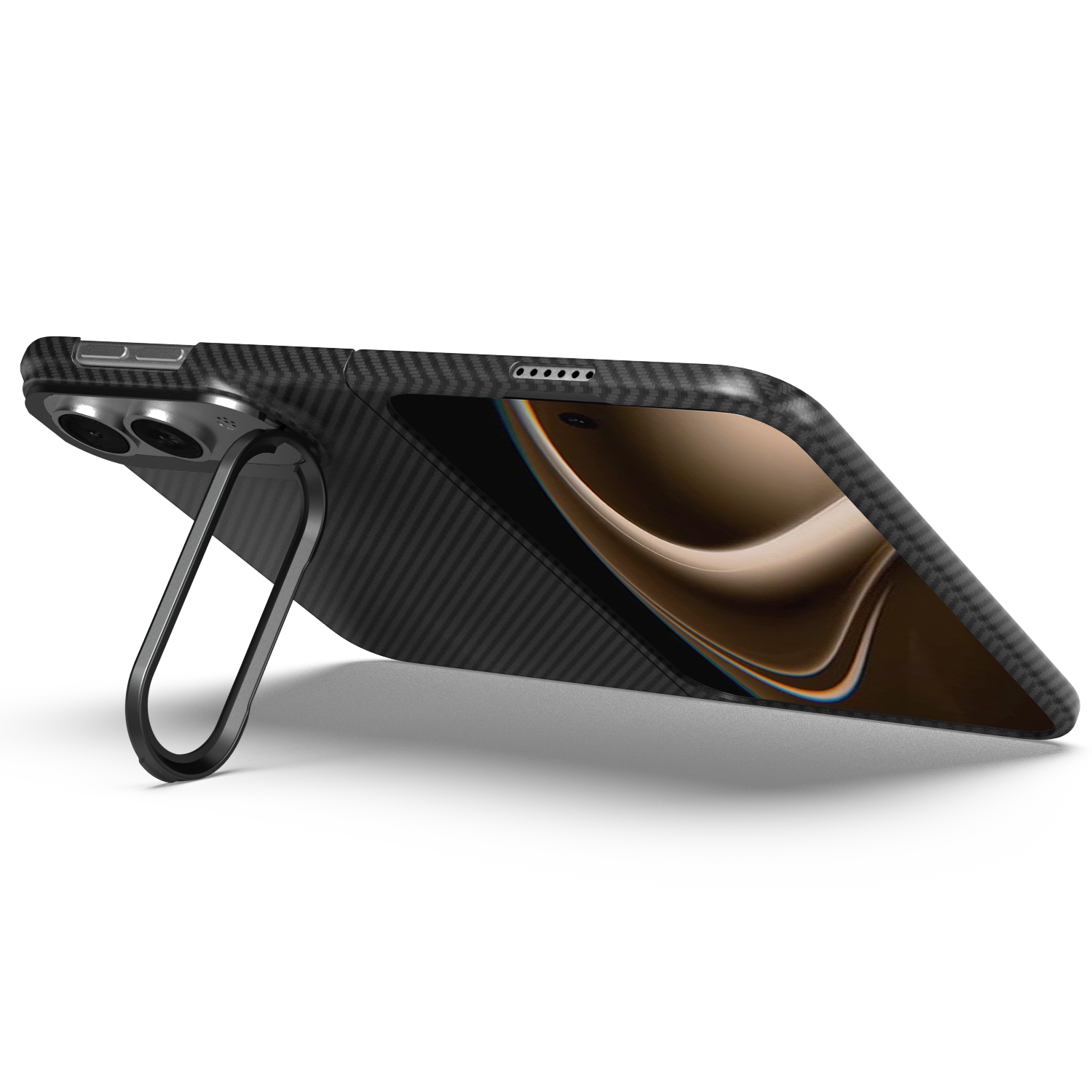 ITSKINS Supreme Eclipse Stand With Magsafe Carbon Fiber Case for iPhone 18 Fold ( Ultra) - Black