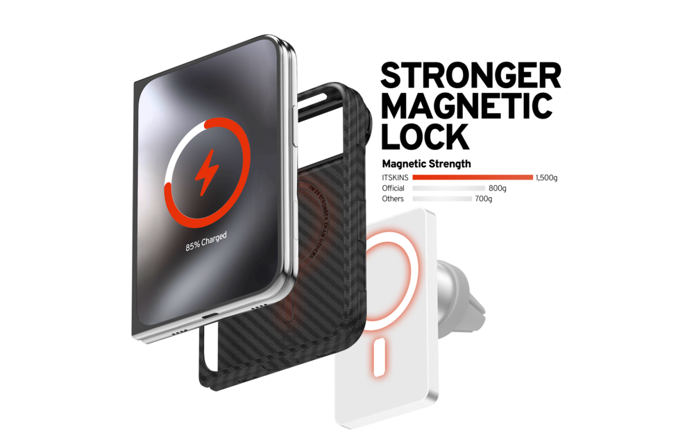 ITSKINS Supreme Eclipse Stand With Magsafe Carbon Fiber Case for iPhone 18 Fold ( Ultra) - Black