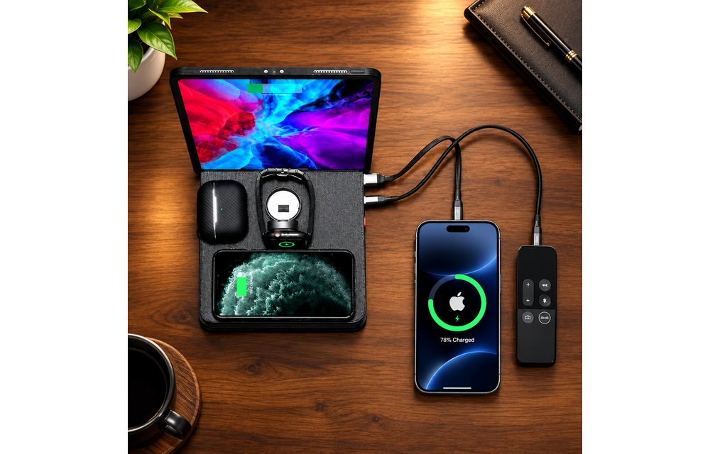 Pitaka Air Omani Lite Ultimate Wireless Charging Station 6-in-1 Charging Dock - Grey Weave