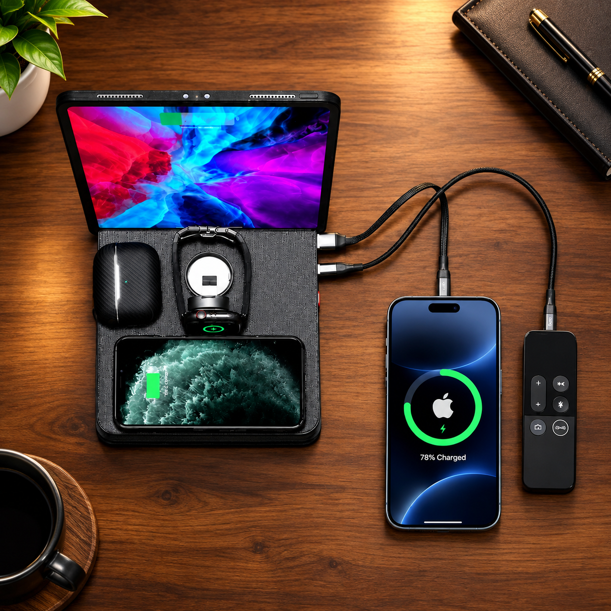 Pitaka Air Omani Lite Ultimate Wireless Charging Station 6-in-1 Charging Dock - Grey Weave
