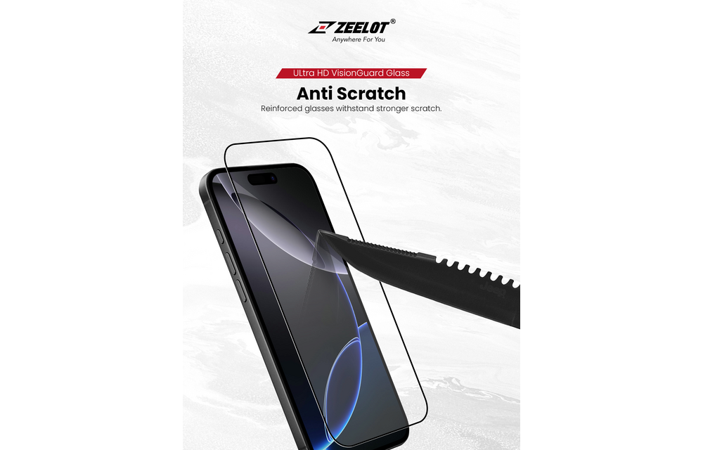 Zeelot Solidsleek 2.5D+ KK9 Supper Glass Ultra HD VisionGuard with Installation Kit for iPhone 18 Pro - Retina Clear