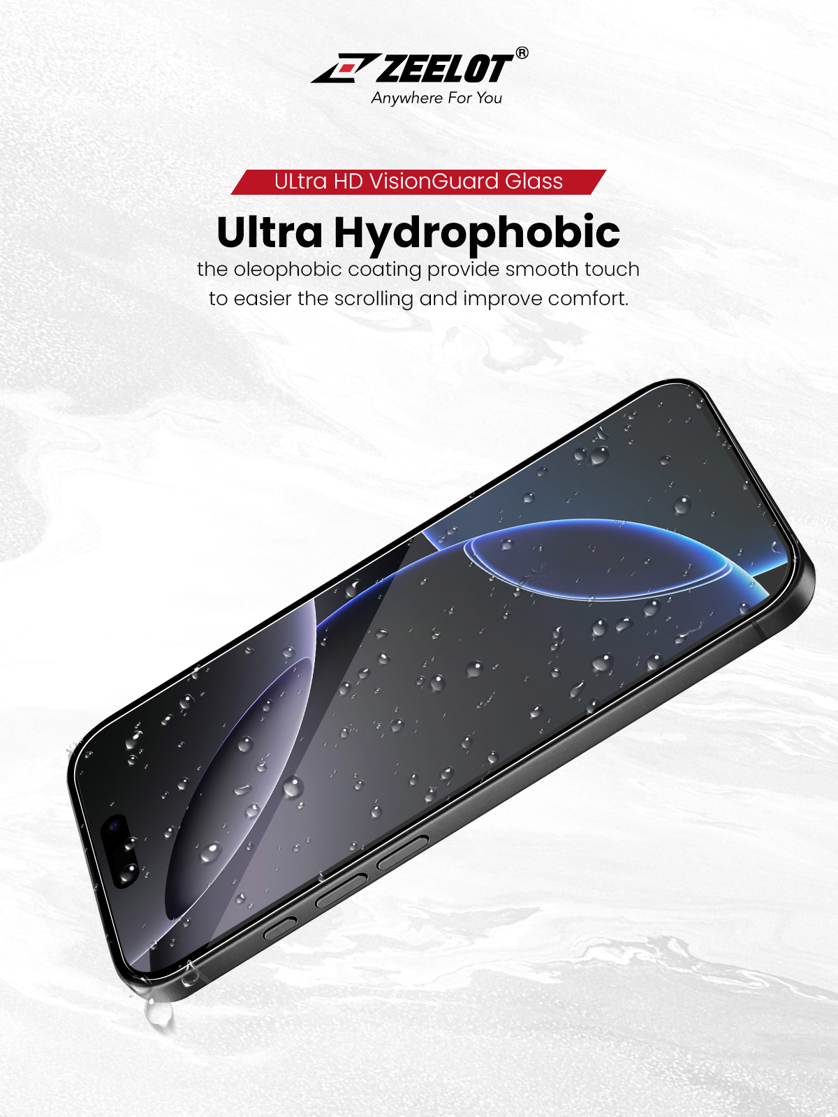 Zeelot Solidsleek 2.5D+ KK9 Supper Glass Ultra HD VisionGuard with Installation Kit for iPhone 18 Pro - Retina Clear