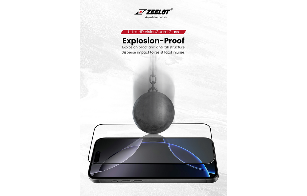 Zeelot Solidsleek 2.5D+ KK9 Supper Glass Ultra HD VisionGuard with Installation Kit for iPhone 18 Pro - Retina Clear