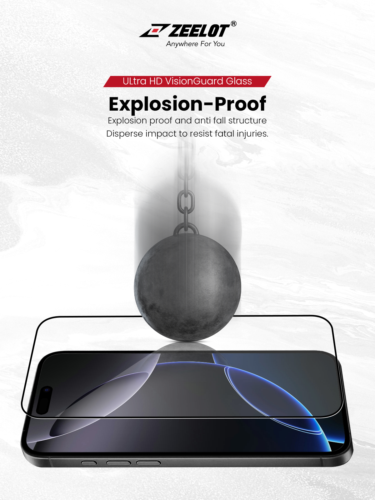 Zeelot Solidsleek 2.5D+ KK9 Supper Glass Ultra HD VisionGuard with Installation Kit for iPhone 18 Pro - Retina Clear
