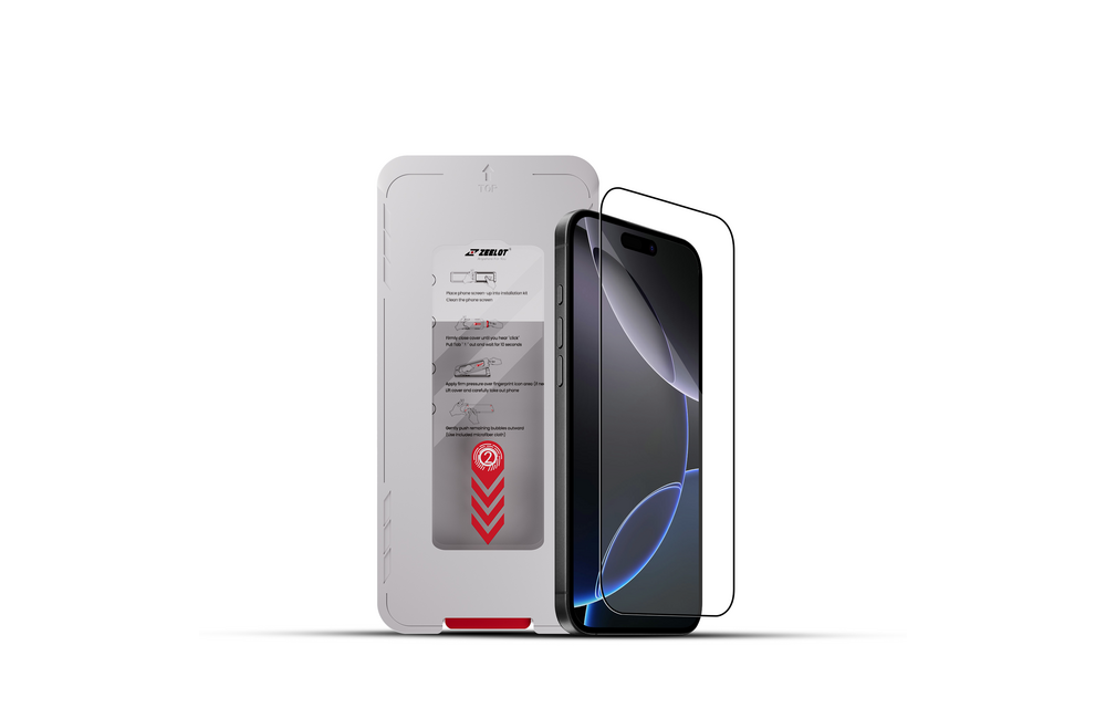 Zeelot Solidsleek 2.5D+ KK9 Supper Glass Ultra HD VisionGuard with Installation Kit for iPhone 18 Pro - Retina Clear