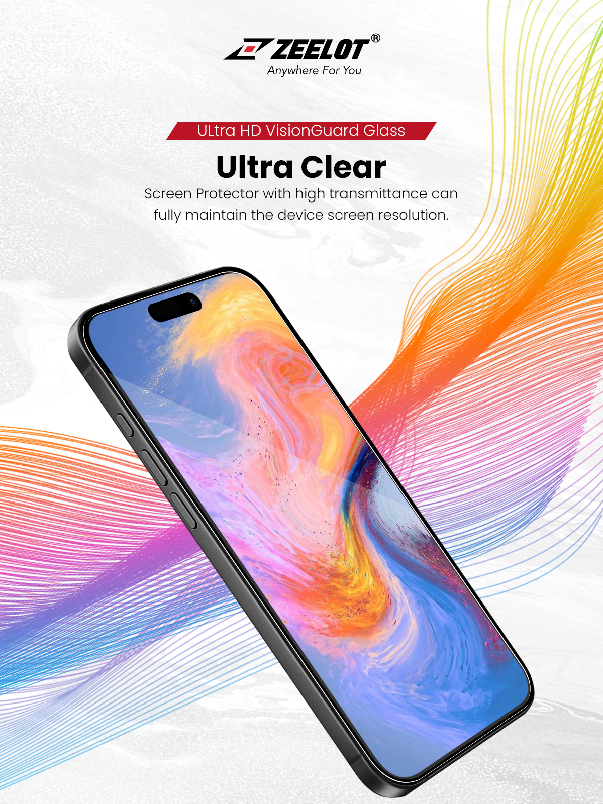 Zeelot Solidsleek 2.5D+ KK9 Supper Glass Ultra HD VisionGuard with Installation Kit for iPhone 18 Pro Max - Retina Clear
