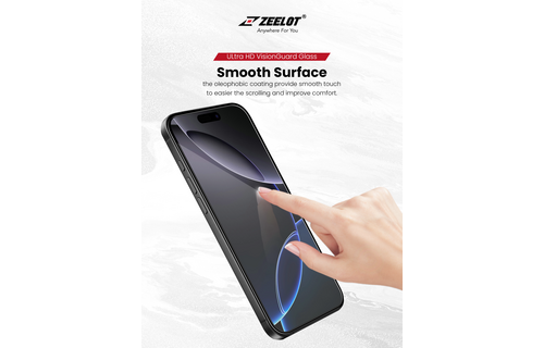 Zeelot Solidsleek 2.5D+ KK9 Supper Glass Ultra HD VisionGuard with Installation Kit for iPhone 18 Pro Max - Retina Clear