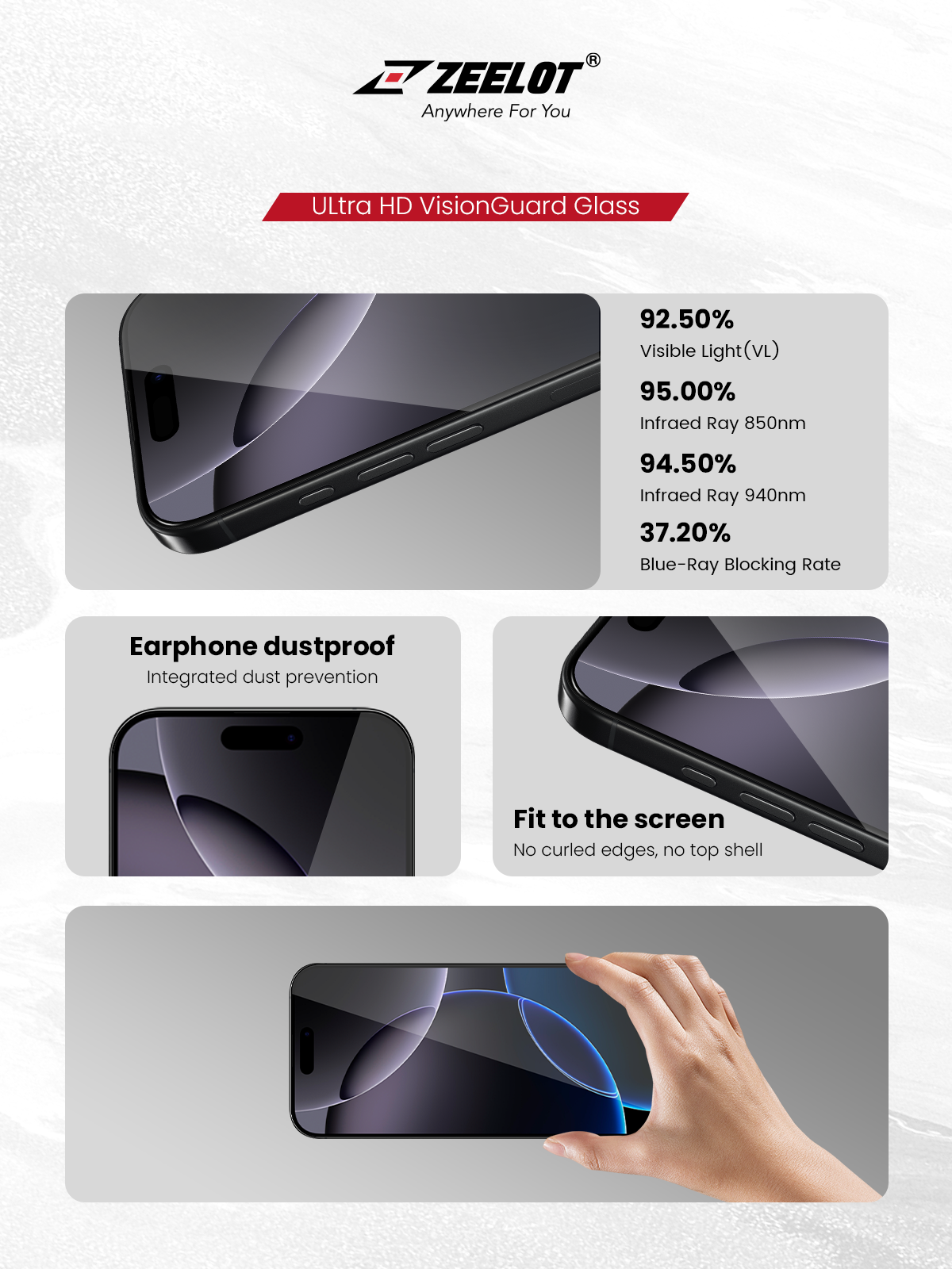 Zeelot Solidsleek 2.5D+ KK9 Supper Glass Ultra HD VisionGuard with Installation Kit for iPhone 18 Pro Max - Retina Clear