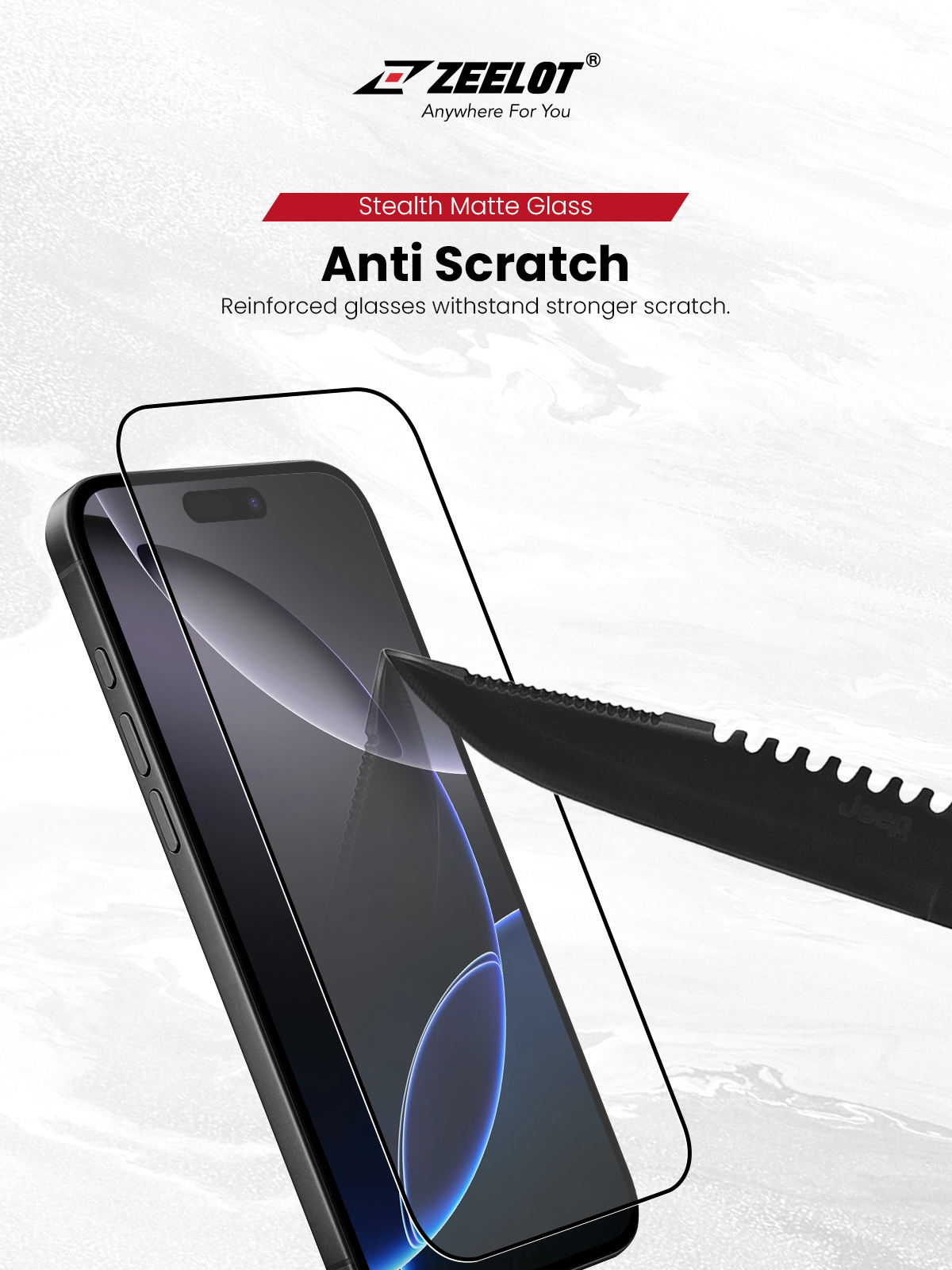 Zeelot Solidsleek 2.5D+ KK9 Supper Glass Protector Stealth Matte with Installation Kit for iPhone 18 Pro - Matte Clear
