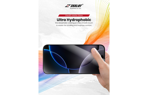 Zeelot Solidsleek 2.5D+ KK9 Supper Glass Protector Stealth Matte with Installation Kit for iPhone 18 Pro - Matte Clear