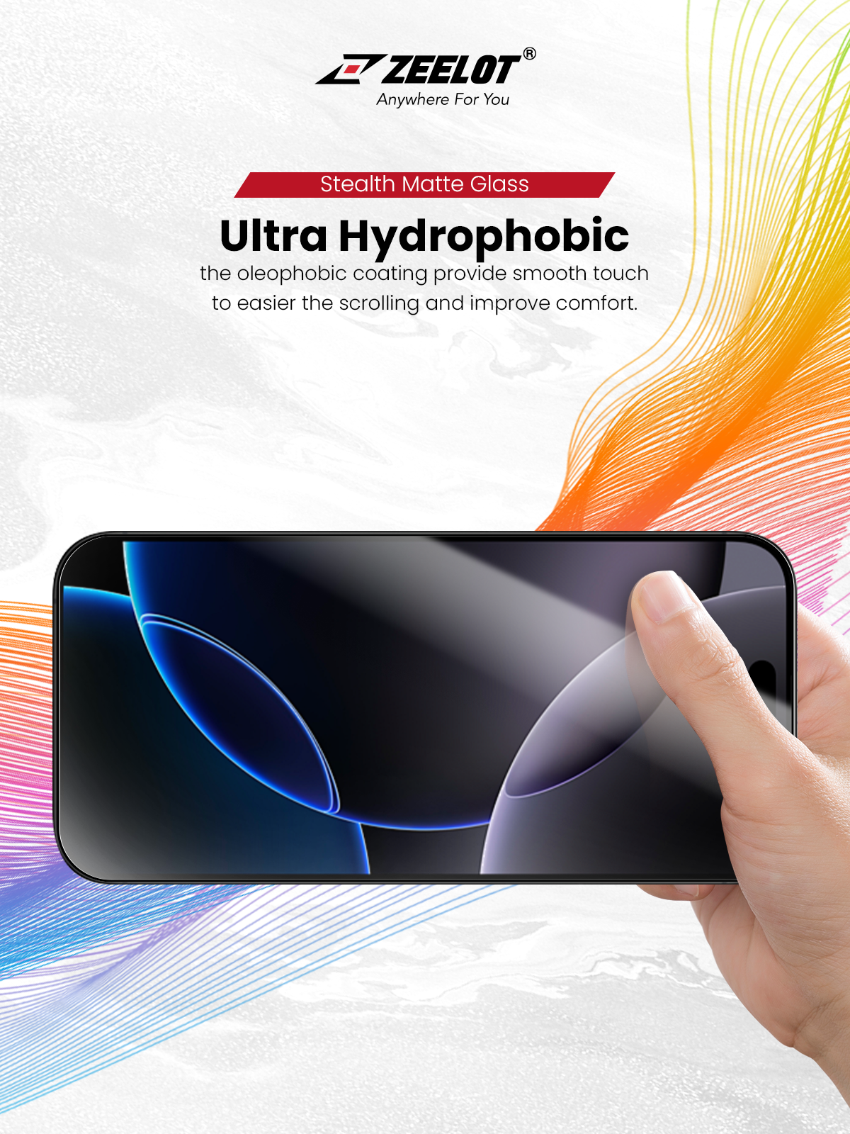 Zeelot Solidsleek 2.5D+ KK9 Supper Glass Protector Stealth Matte with Installation Kit for iPhone 18 Pro - Matte Clear