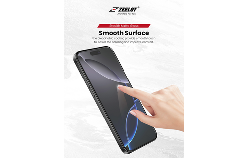 Zeelot Solidsleek 2.5D+ KK9 Supper Glass Protector Stealth Matte with Installation Kit for iPhone 18 Pro Max - Matte Clear