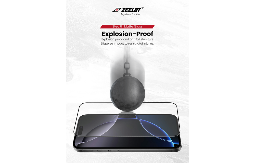 Zeelot Solidsleek 2.5D+ KK9 Supper Glass Protector Stealth Matte with Installation Kit for iPhone 18 Pro Max - Matte Clear