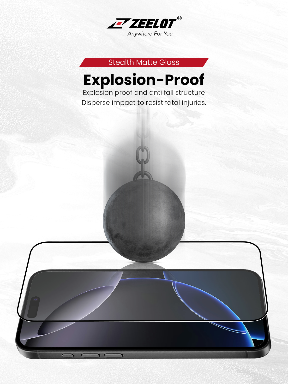 Zeelot Solidsleek 2.5D+ KK9 Supper Glass Protector Stealth Matte with Installation Kit for iPhone 18 Pro Max - Matte Clear