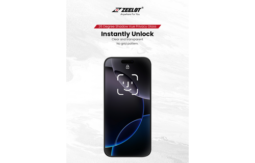 Zeelot Solidsleek 2.5D+ KK9 Supper Glass Protector 26 Degree Shadow Vue with Installation Kit for iPhone 18 Pro - Privacy