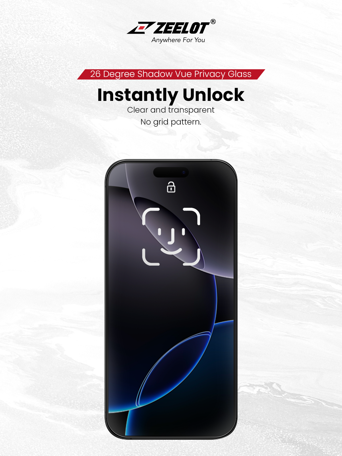 Zeelot Solidsleek 2.5D+ KK9 Supper Glass Protector 26 Degree Shadow Vue with Installation Kit for iPhone 18 Pro Max - Privacy