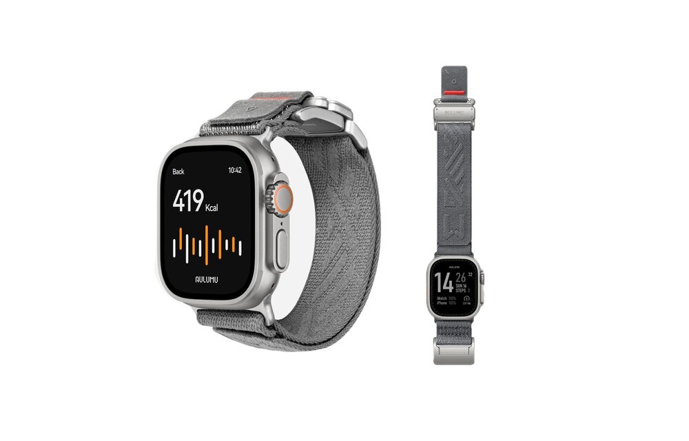 AULUMU C03 Titanium Alloy Mag Buckle Nylon Strap Quick-Release Band for Apple Watch Ultra 49mm & 42,44,45.46mm - Titanium Grey