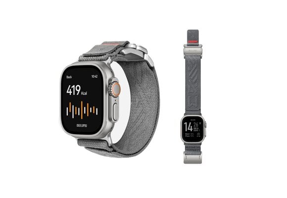 AULUMU C03 Titanium Alloy Mag Buckle Nylon Strap Quick-Release Band for Apple Watch Ultra 49mm & 42,44,45.46mm - Titanium Grey