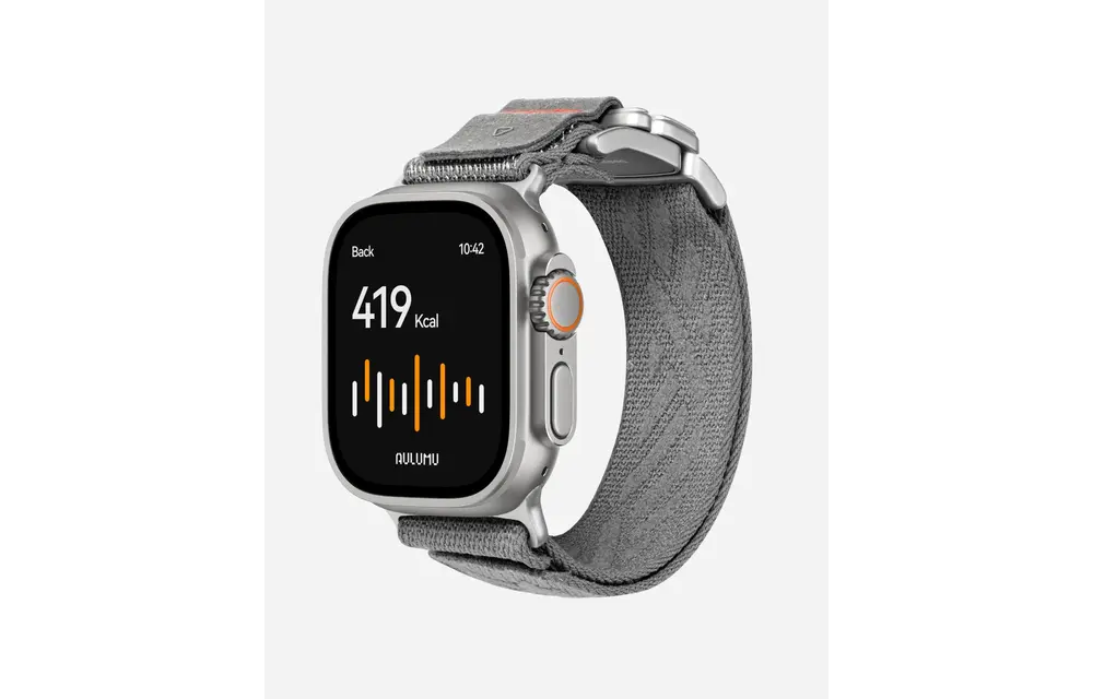 AULUMU C03 Titanium Alloy Mag Buckle Nylon Strap Quick-Release Band for Apple Watch Ultra 49mm & 42,44,45.46mm - Titanium Grey