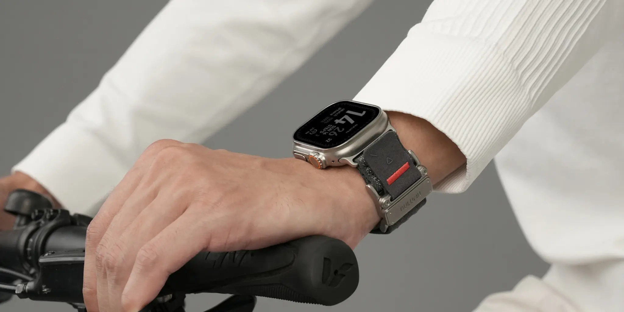 AULUMU C03 Titanium Alloy Mag Buckle Nylon Strap Quick-Release Band for Apple Watch Ultra 49mm & 42,44,45.46mm - Titanium Grey