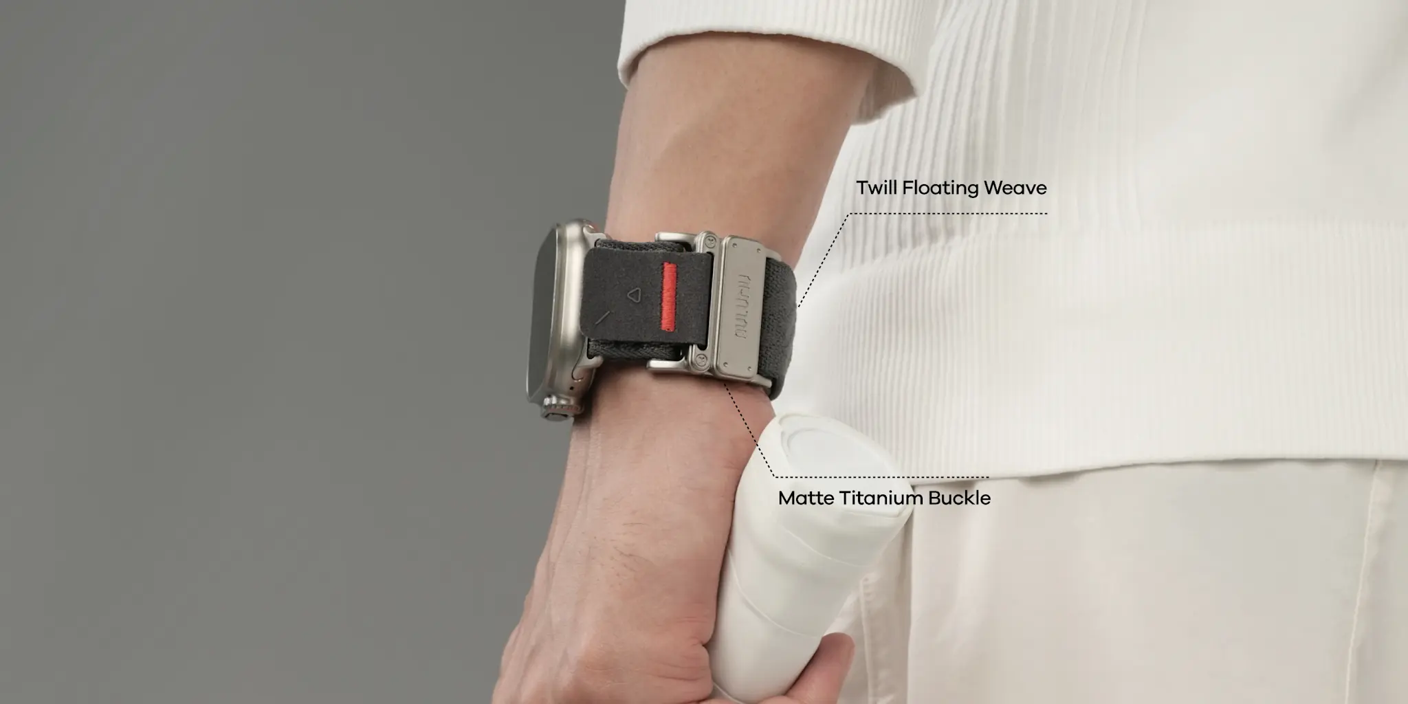 AULUMU C03 Titanium Alloy Mag Buckle Nylon Strap Quick-Release Band for Apple Watch Ultra 49mm & 42,44,45.46mm - Titanium Grey