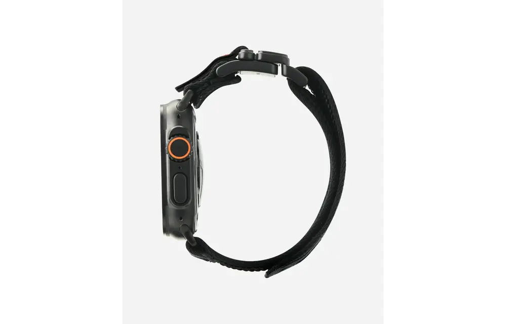 AULUMU C03 Titanium Alloy Mag Buckle Nylon Strap Quick-Release Band for Apple Watch Ultra 49mm & 42,44,45.46mm - Titanium Black