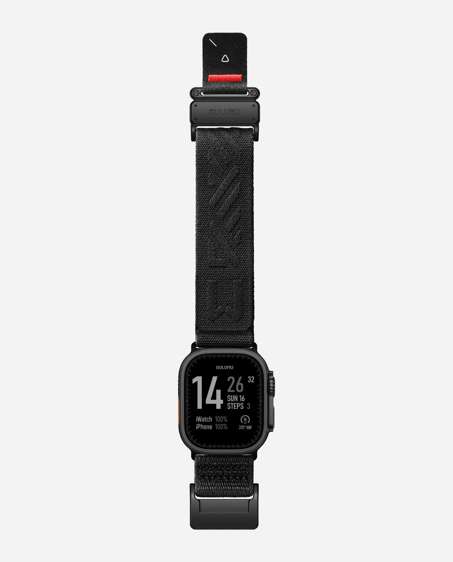 AULUMU C03 Titanium Alloy Mag Buckle Nylon Strap Quick-Release Band for Apple Watch Ultra 49mm & 42,44,45.46mm - Titanium Black