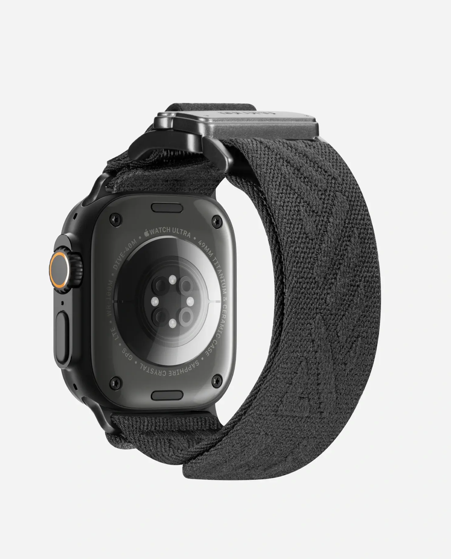 AULUMU C03 Titanium Alloy Mag Buckle Nylon Strap Quick-Release Band for Apple Watch Ultra 49mm & 42,44,45.46mm - Titanium Black