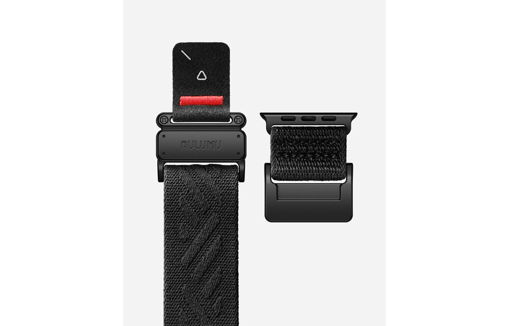 AULUMU C03 Titanium Alloy Mag Buckle Nylon Strap Quick-Release Band for Apple Watch Ultra 49mm & 42,44,45.46mm - Titanium Black