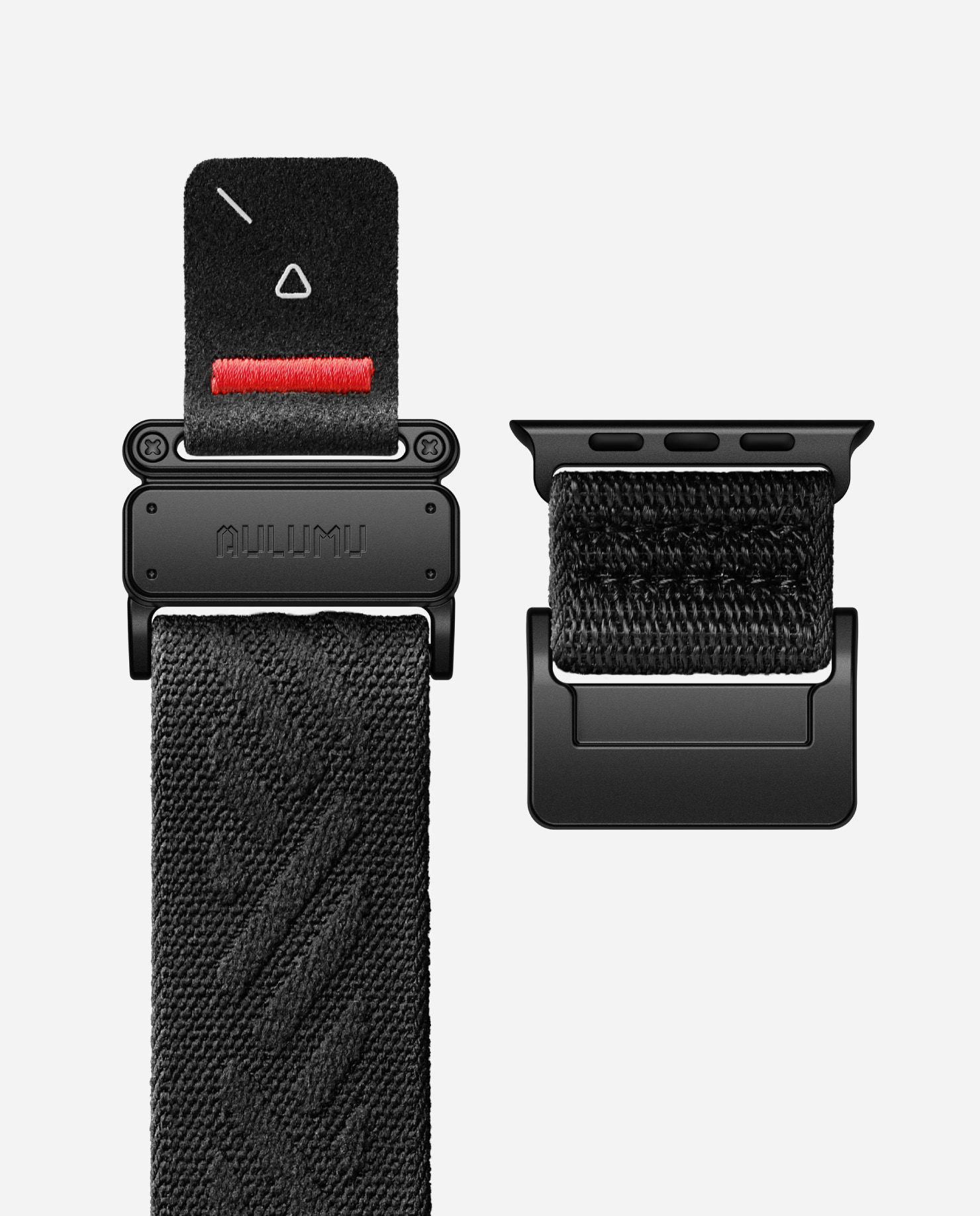 AULUMU C03 Titanium Alloy Mag Buckle Nylon Strap Quick-Release Band for Apple Watch Ultra 49mm & 42,44,45.46mm - Titanium Black
