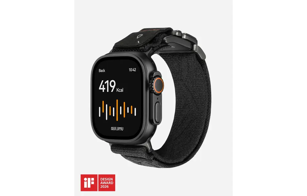 AULUMU C03 Titanium Alloy Mag Buckle Nylon Strap Quick-Release Band for Apple Watch Ultra 49mm & 42,44,45.46mm - Titanium Black