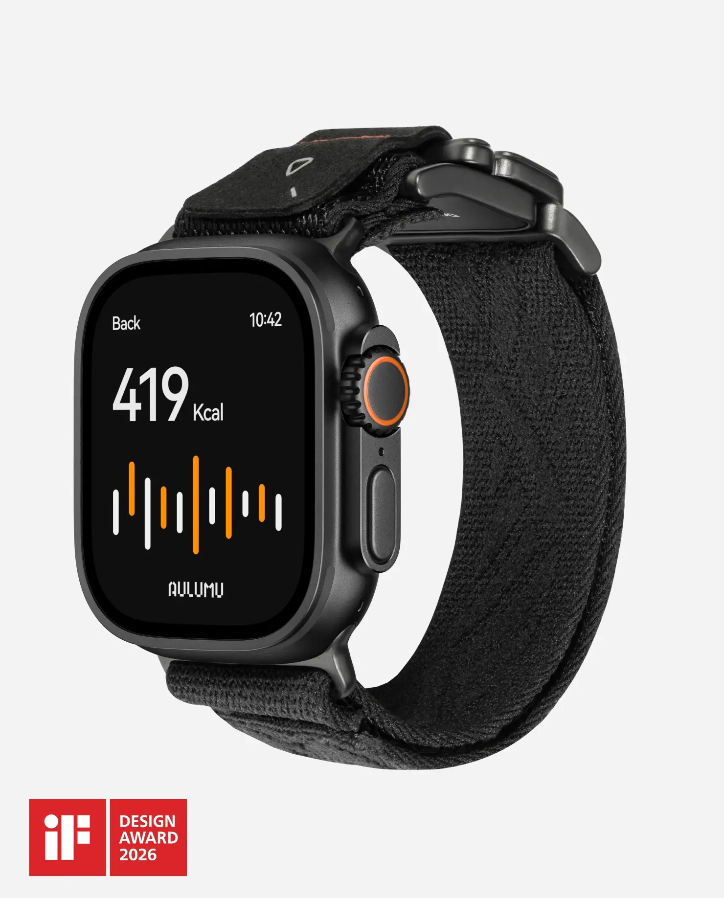AULUMU C03 Titanium Alloy Mag Buckle Nylon Strap Quick-Release Band for Apple Watch Ultra 49mm & 42,44,45.46mm - Titanium Black