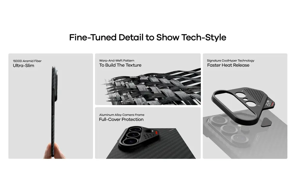 AULUMU Ultra Slim  Aramid Fiber MagSafe Case for Samsung Galaxy Fold 8 Ultra  - Black