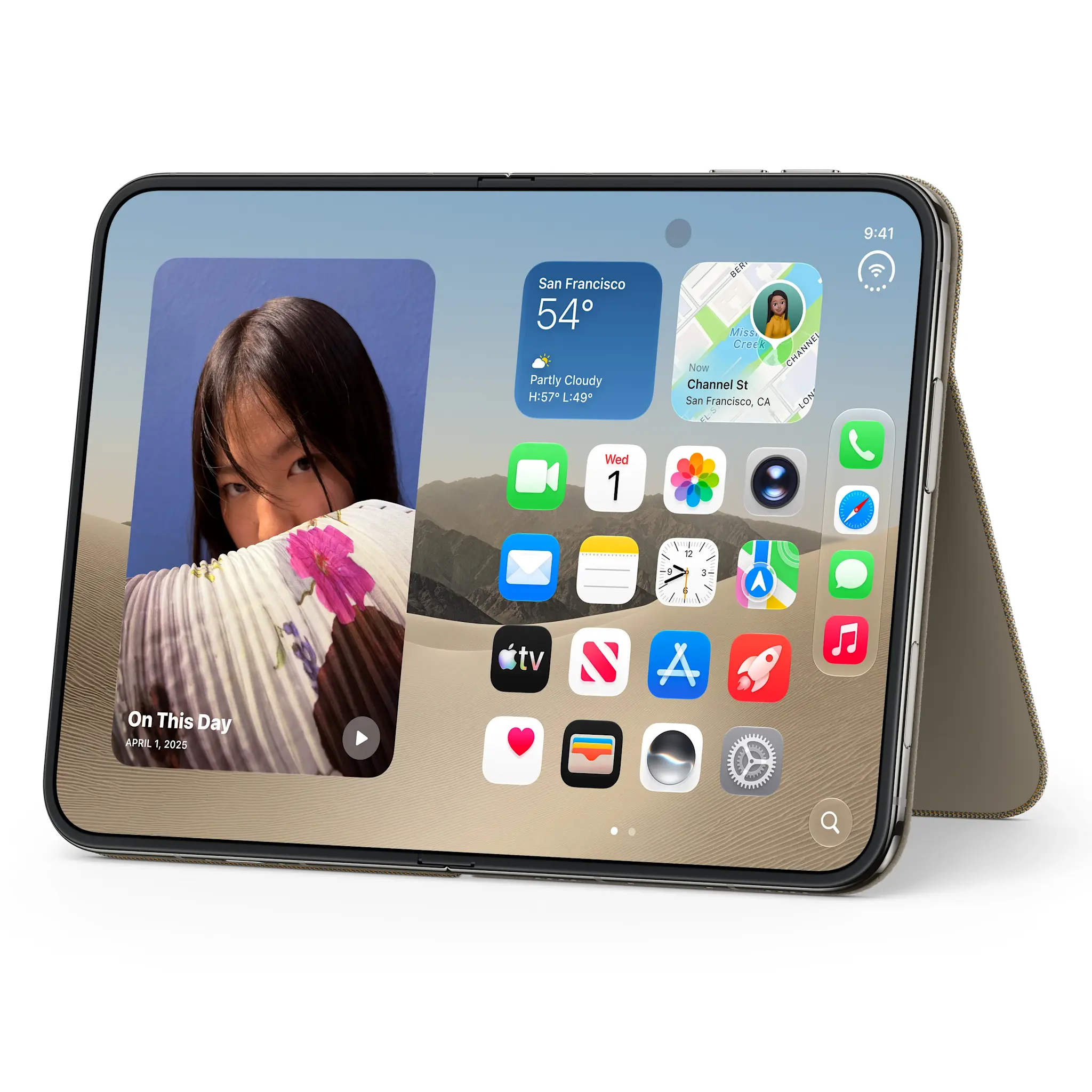 Apple iPhone Duo TechWoven Folio Case with Kickstand MagSafe – Taupe