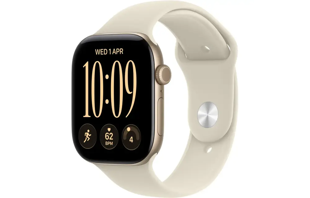 Apple Watch Series 12 GPS, 42mm Aluminium Case with Sand Sport Band M/L - Light Gold